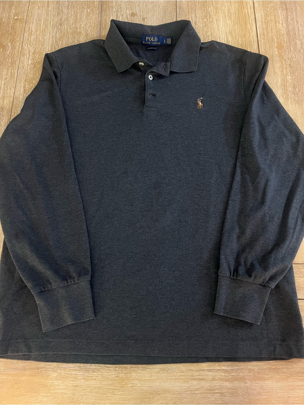 Ralph Lauren Men's Long Sleeve Polo - Dark Navy with Embroidered Pony